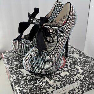 Bordello Rhinestone Baby Pump Size 7